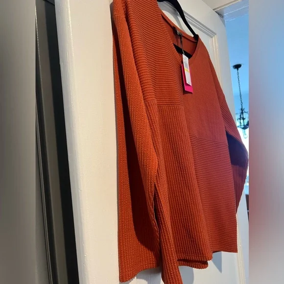 Rust Color Ribbed Tunic - Picture 2 of 7